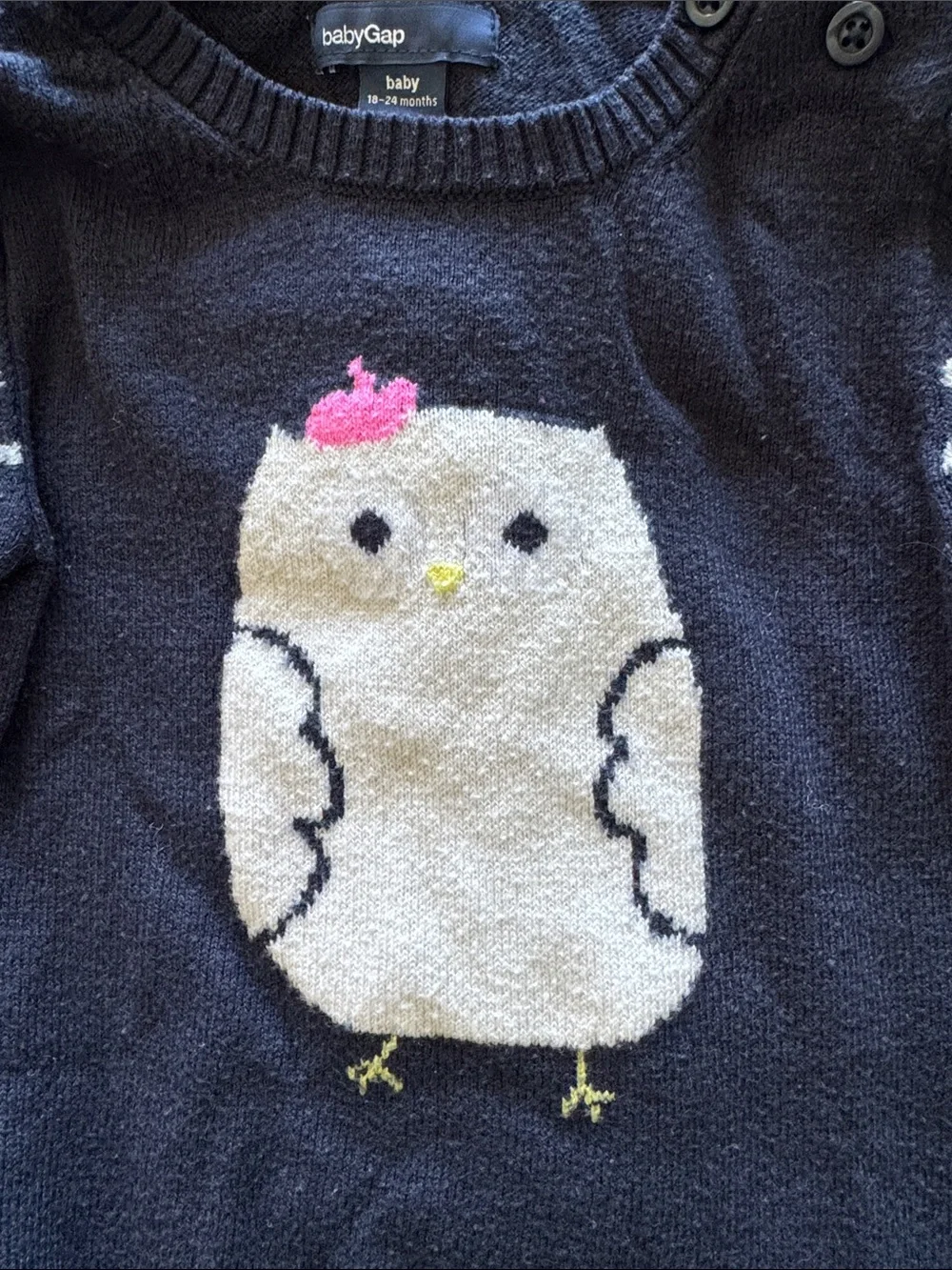 GAP Navy Knit Dress with Owl and Polka Dot Sleeves